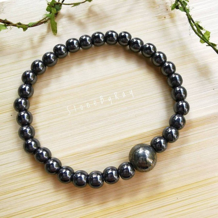 Hematite and Pyrite Wristlet: Energy, Protection and Style
