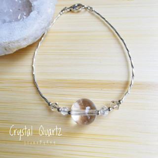 Elegant Quartz Crystal Silver Bracelet