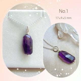 Amethyst Pendant Necklace | Silver and Faceted Gemstone