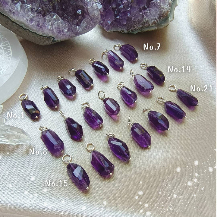 Amethyst Pendant Necklace | Silver and Faceted Gemstone