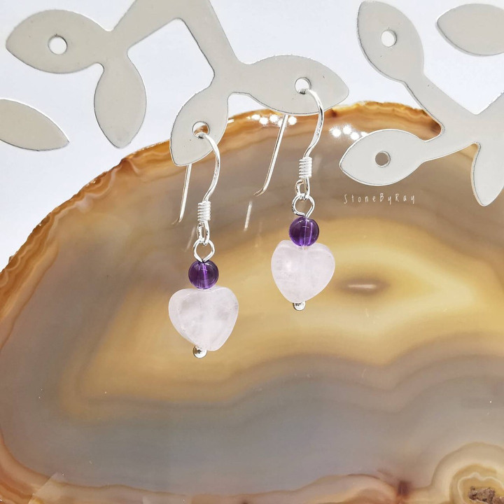 Sparkling Silver Earrings with Genuine Stones