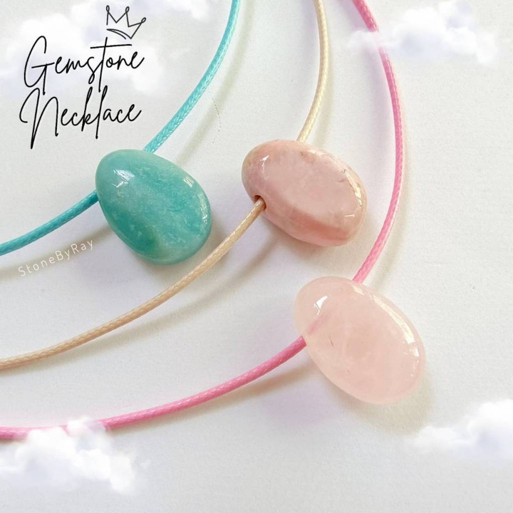 Teardrop Gemstone Pendant Rope Necklace - Lucky Gemstones