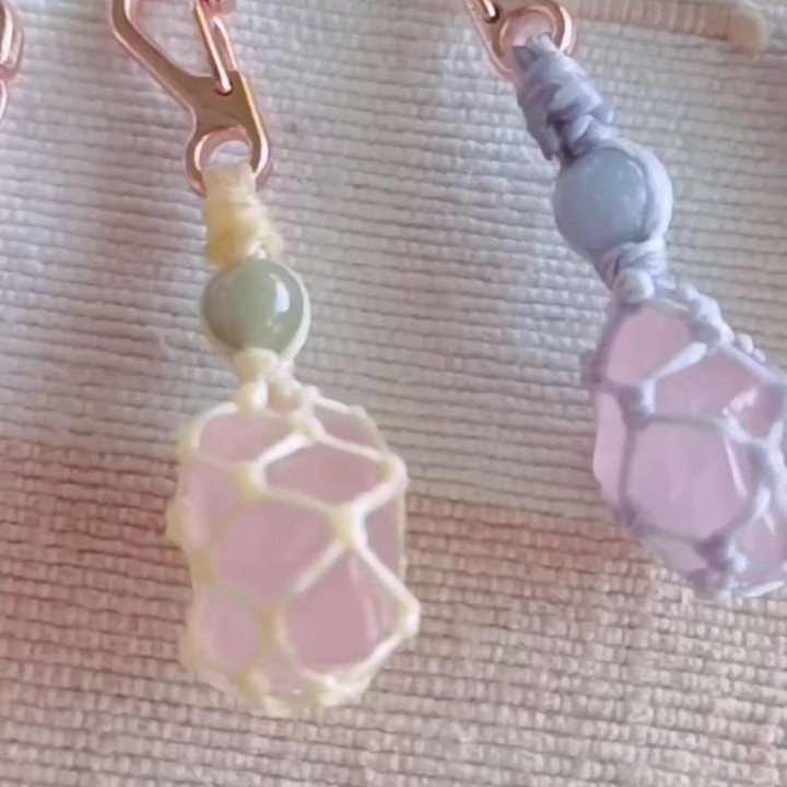 Rose Quartz Braided Keychain: Lucky Love Charm