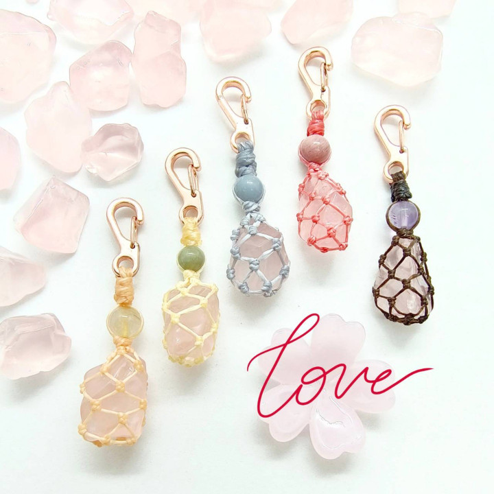 Rose Quartz Braided Keychain: Lucky Love Charm