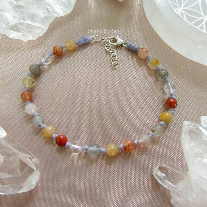 Bracelet en quartz rutile et or | Modèle en corde perlée