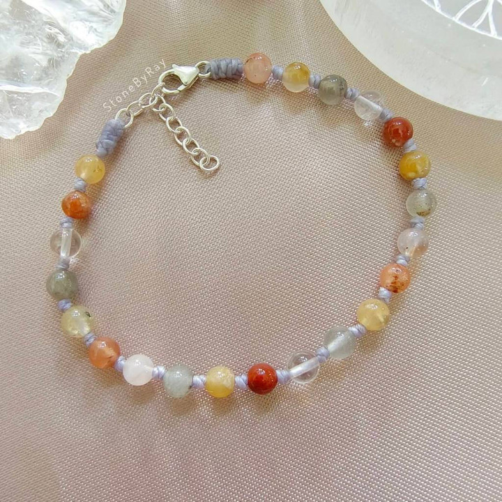 Bracelet en quartz rutile et or | Modèle en corde perlée