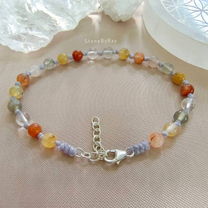 Bracelet en quartz rutile et or | Modèle en corde perlée