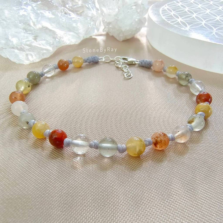 Bracelet en quartz rutile et or | Modèle en corde perlée