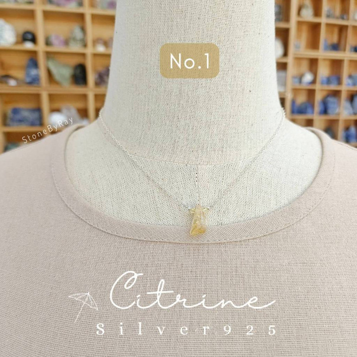 Polished Citrine Pendant Necklace - Silver Jewelry