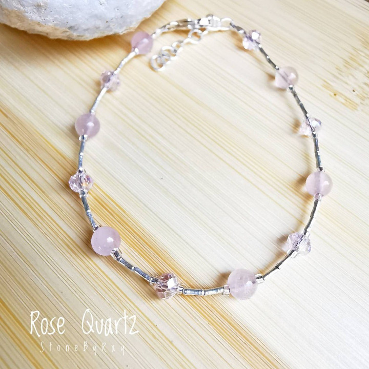 Bracelet en argent et quartz rose - Élégance et énergie bienfaisante