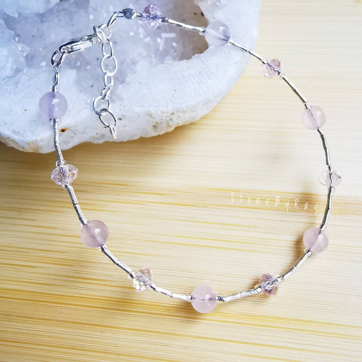 Bracelet en argent et quartz rose - Élégance et énergie bienfaisante