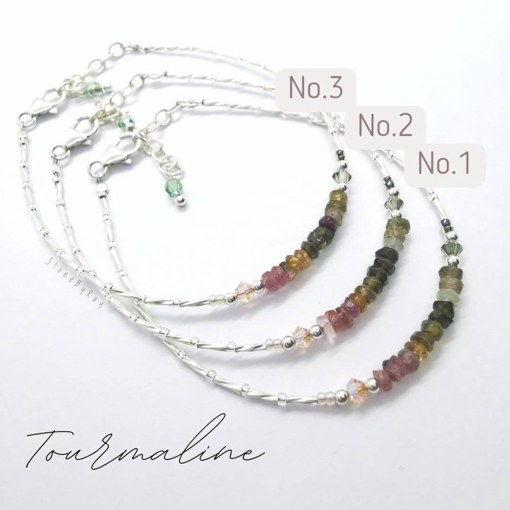 Bracelet en argent et pierre tourmaline | Bijou élégant orné de pierres précieuses