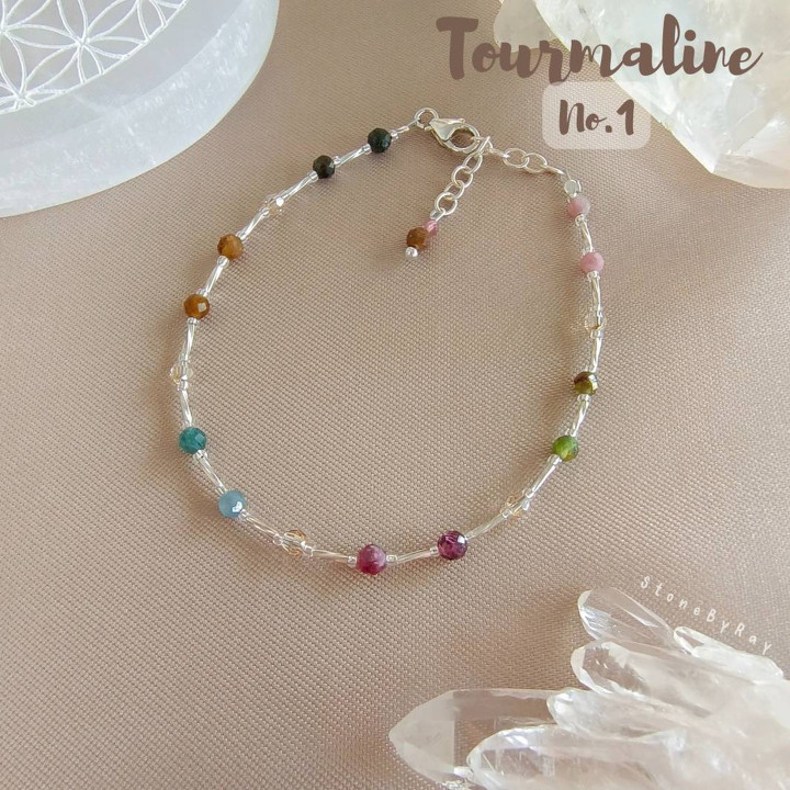 Bracelet en argent et tourmaline facettée - Bijou en pierre précieuse