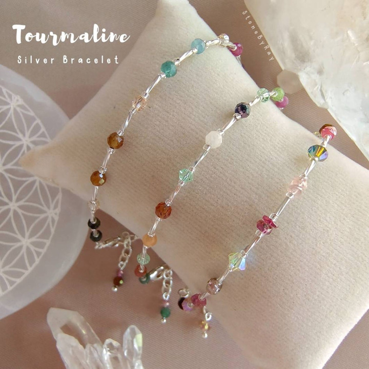 Bracelet en argent et tourmaline facettée - Bijou en pierre précieuse