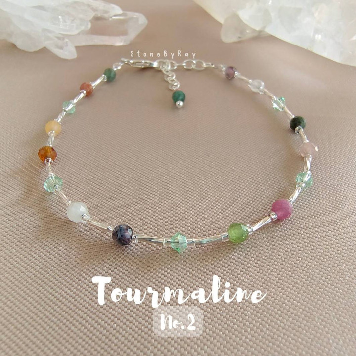 Bracelet en argent et tourmaline facettée - Bijou en pierre précieuse