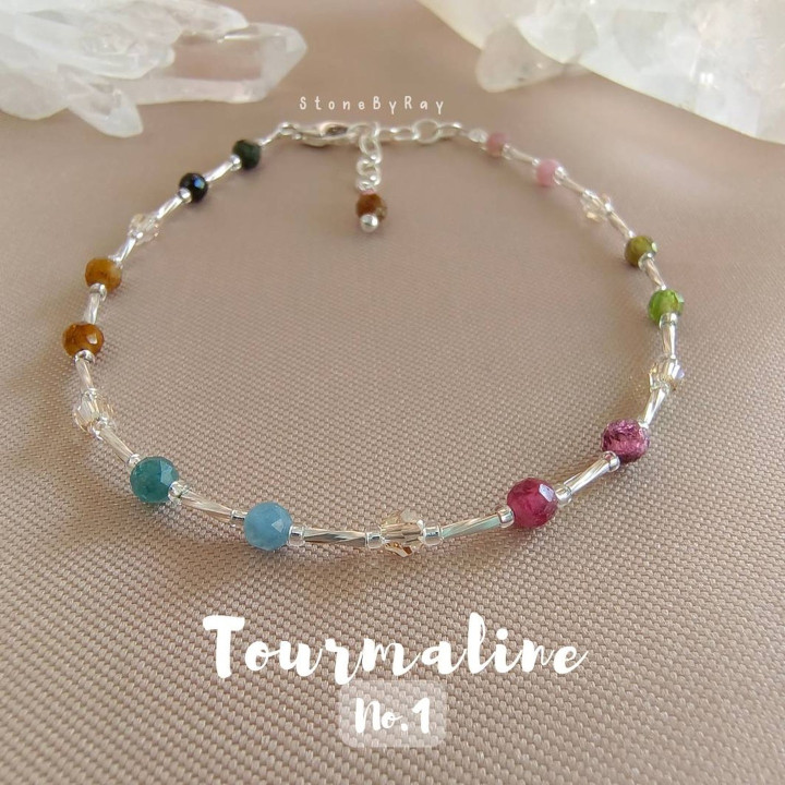 Bracelet en argent et tourmaline facettée - Bijou en pierre précieuse