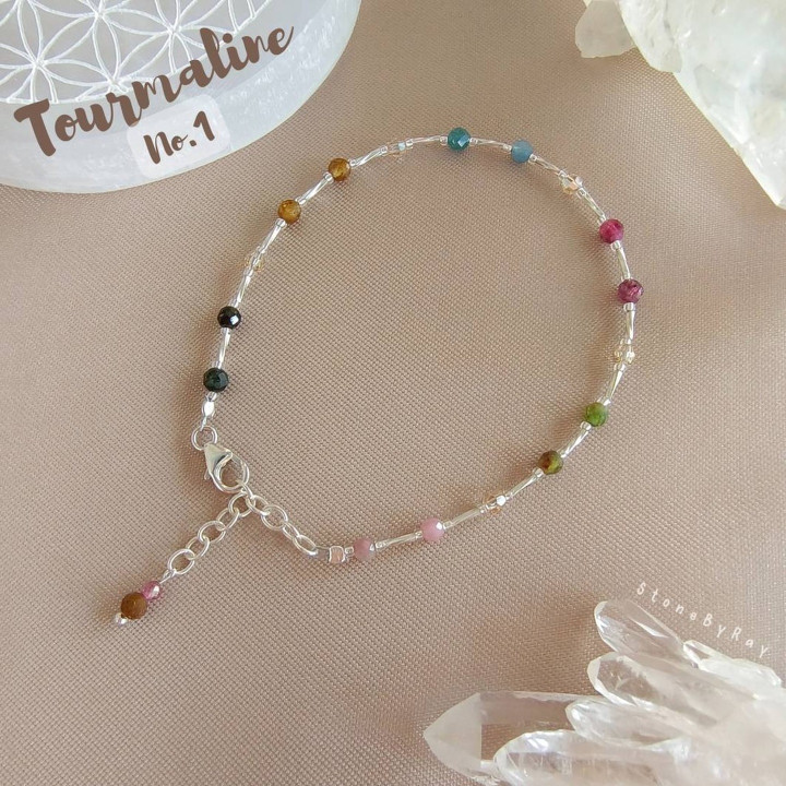 Bracelet en argent et tourmaline facettée - Bijou en pierre précieuse