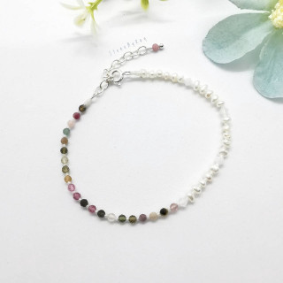 Tourmaline and Pearl Bracelet | Elegant Silver Jewelry