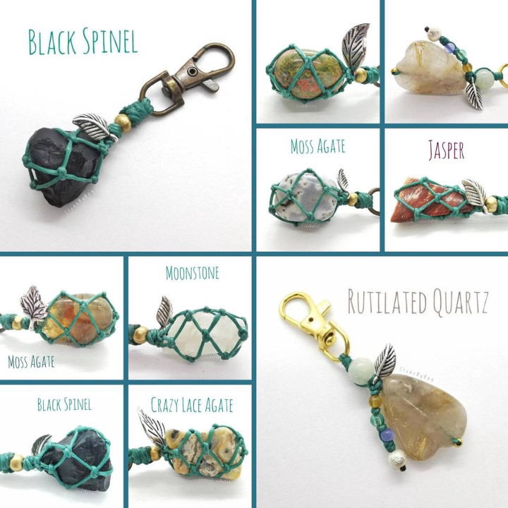 Lucky Chakra Braided Rope Keychain | Gemstone Keyring