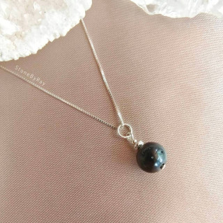 Tektite Meteorite Silver Necklace - Unique Jewelry