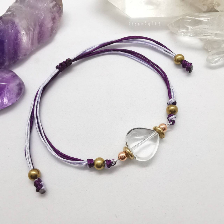 Bracelet en corde tressée de quartz cristal - Bijou style bohème
