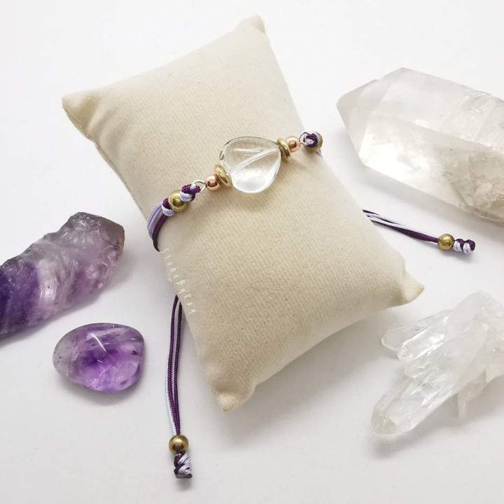 Bracelet en corde tressée de quartz cristal - Bijou style bohème
