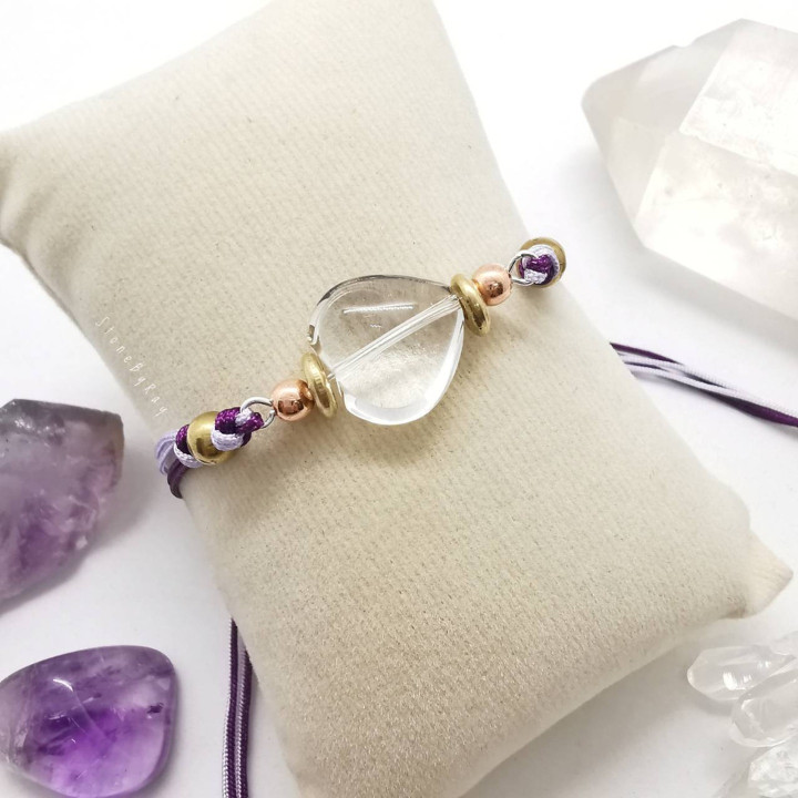 Bracelet en corde tressée de quartz cristal - Bijou style bohème