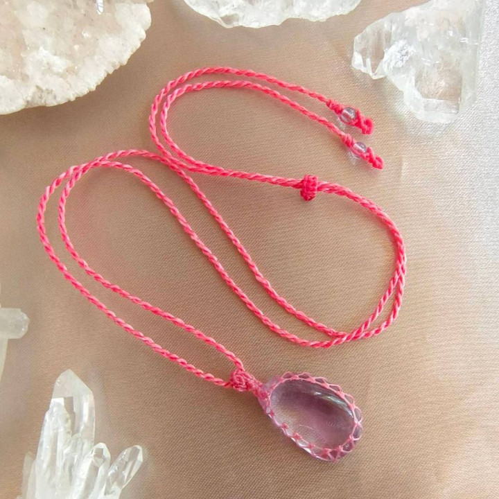 Amethyst Braided Rope Necklace - Elegant and Boho Style