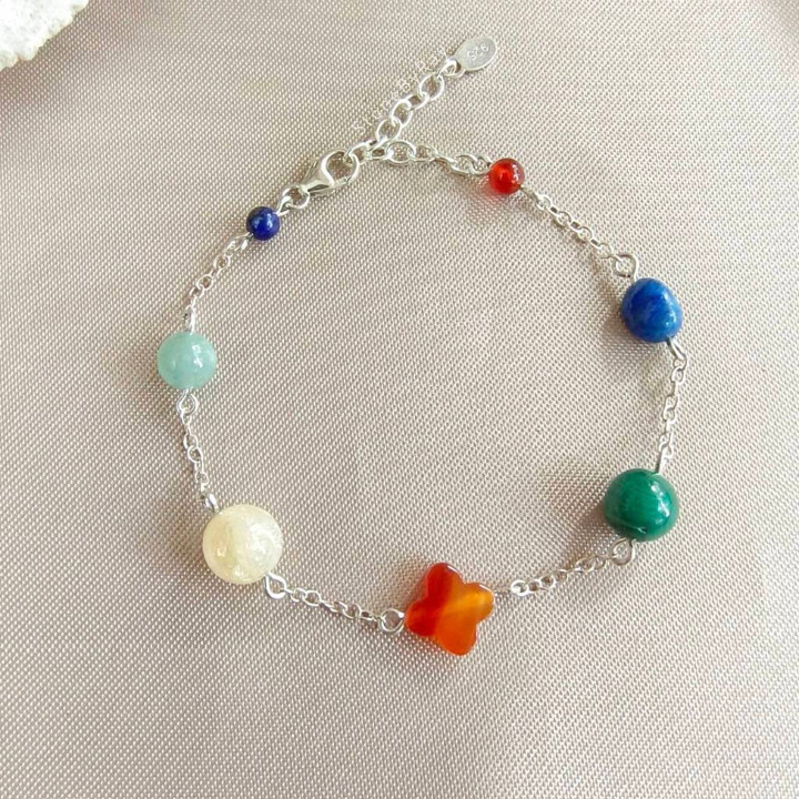 Bracelet en argent à cinq pierres | Bijou au design unique