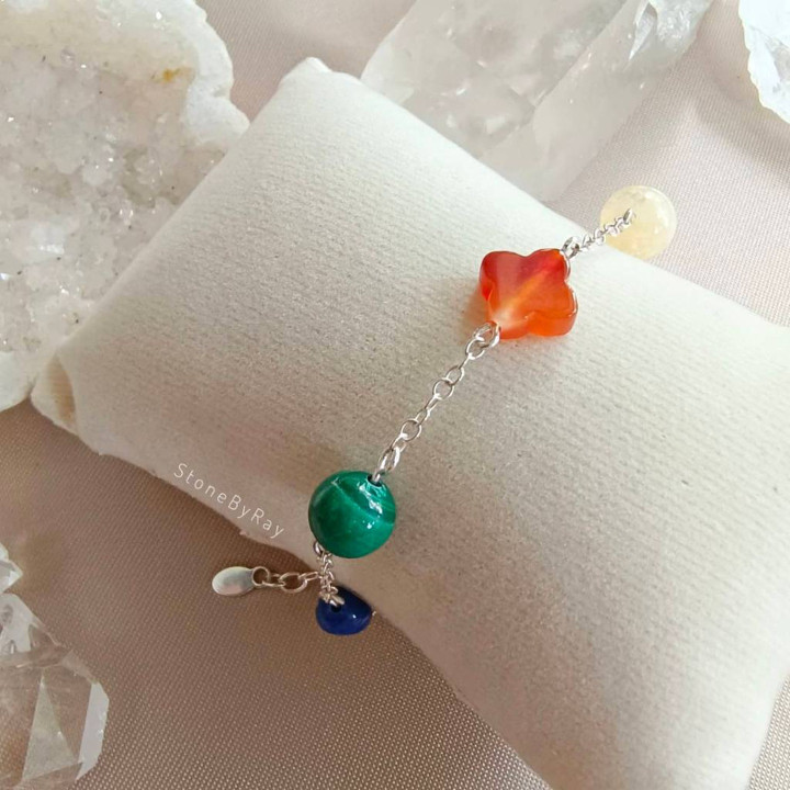 Bracelet en argent à cinq pierres | Bijou au design unique