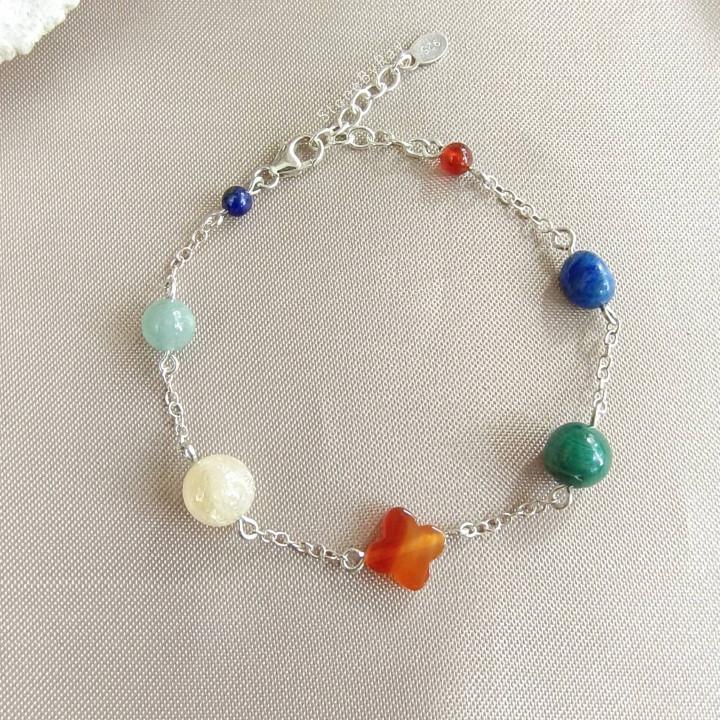 Bracelet en argent à cinq pierres | Bijou au design unique
