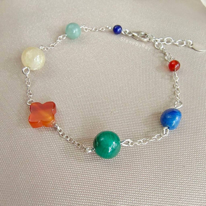 Bracelet en argent à cinq pierres | Bijou au design unique