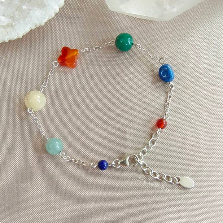Bracelet en argent à cinq pierres | Bijou au design unique