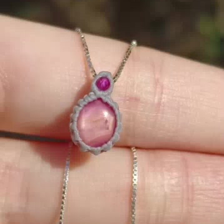 Star Ruby Pendant Necklace in Sterling Silver