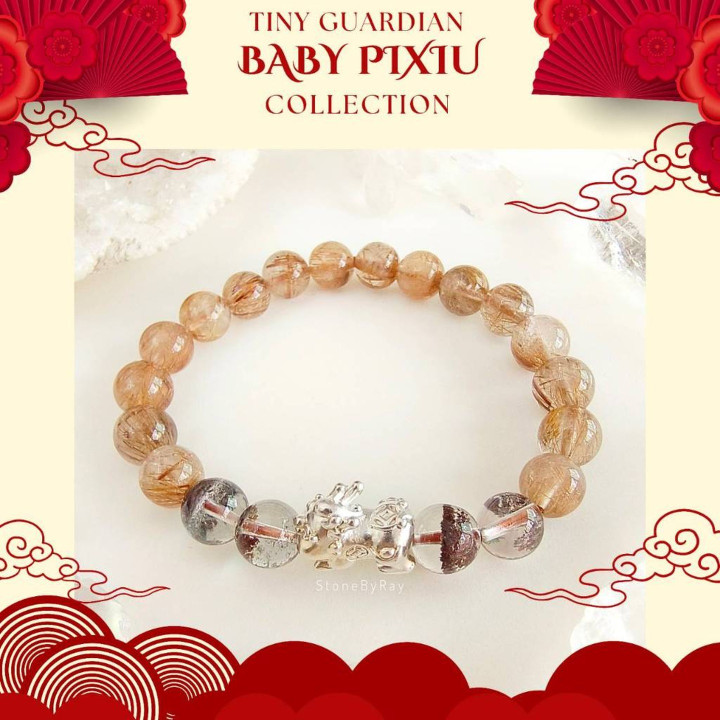 Bracelet porte-bonheur en soie : breloque Pi Xiu et pierre précieuse Pong Kham