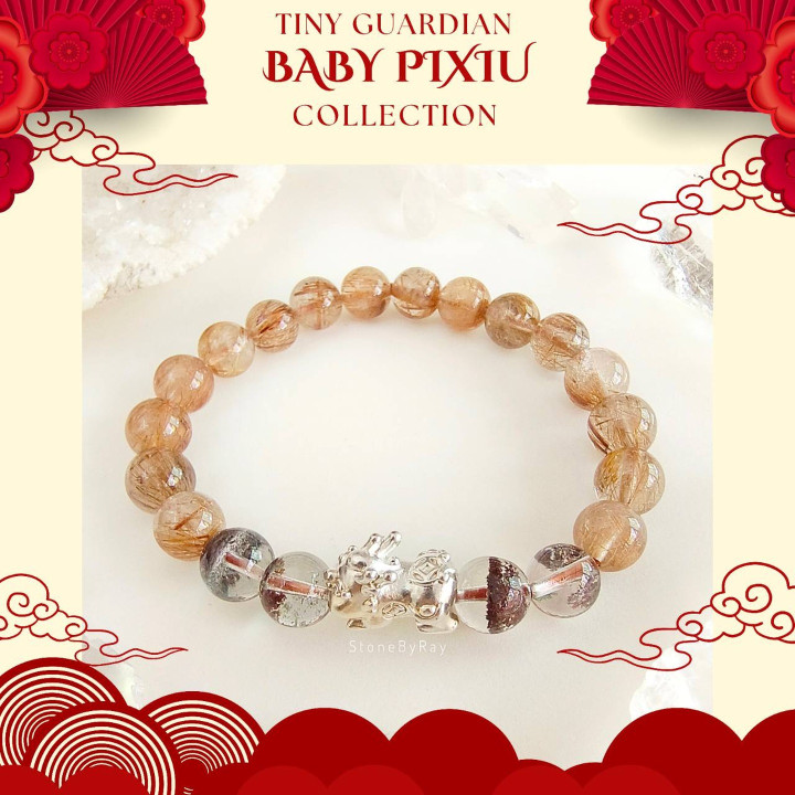 Bracelet porte-bonheur en soie : breloque Pi Xiu et pierre précieuse Pong Kham
