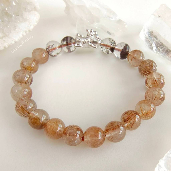 Bracelet porte-bonheur en soie : breloque Pi Xiu et pierre précieuse Pong Kham