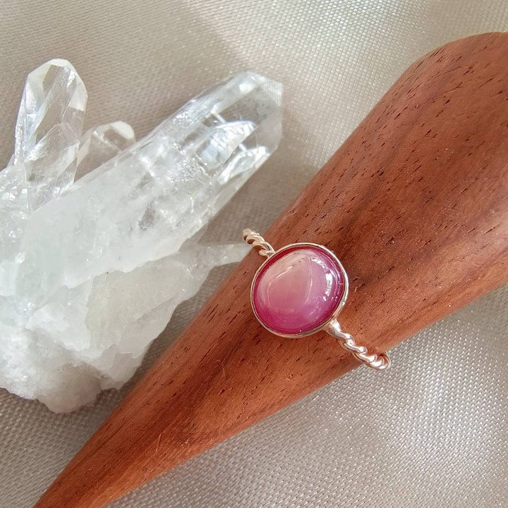 Rose Gold Ruby Silver Ring - Elegant Gemstone Jewelry