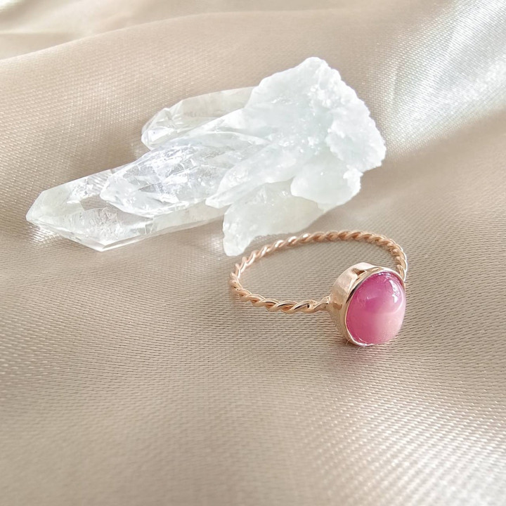 Rose Gold Ruby Silver Ring - Elegant Gemstone Jewelry