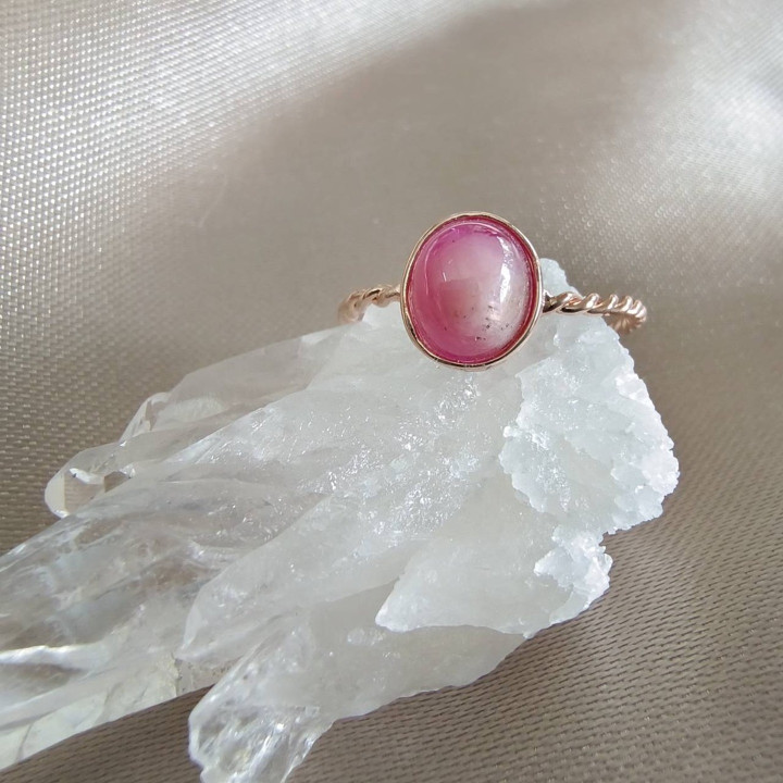 Rose Gold Ruby Silver Ring - Elegant Gemstone Jewelry