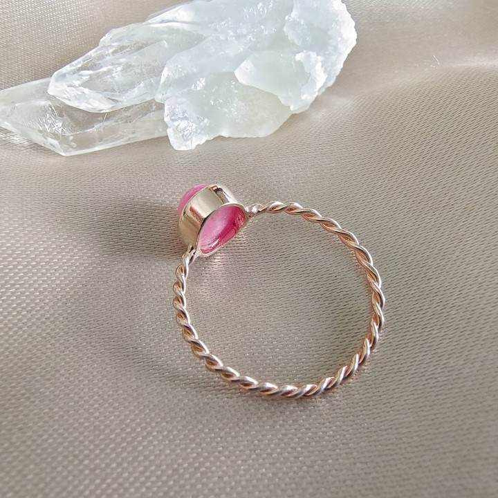 Rose Gold Ruby Silver Ring - Elegant Gemstone Jewelry