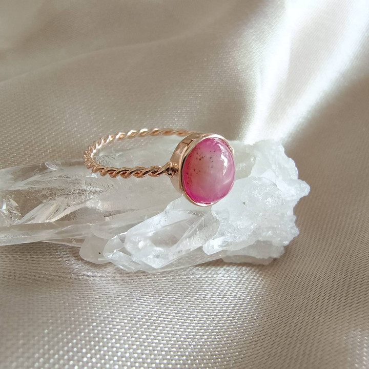 Rose Gold Ruby Silver Ring - Elegant Gemstone Jewelry