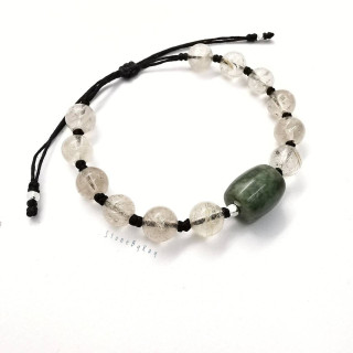 Jade and Rutile Quartz Braided Bracelet | Spiritual Jewelry