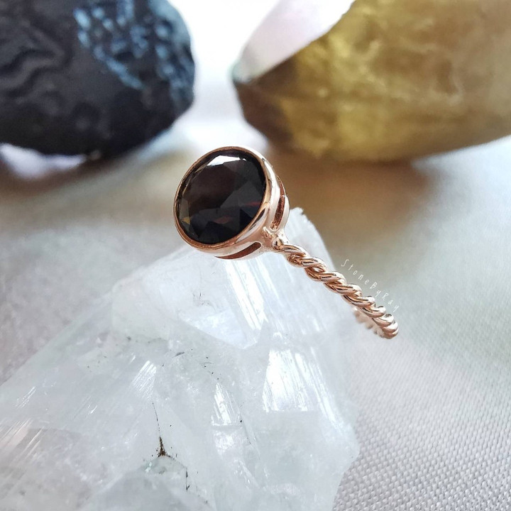 Rare Tektite Meteorite Silver Ring - RG-186
