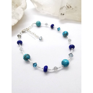 Turquoise, Lapis and Labradorite Silver Bracelet