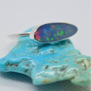 Radiant Australian Opal Silver Ring