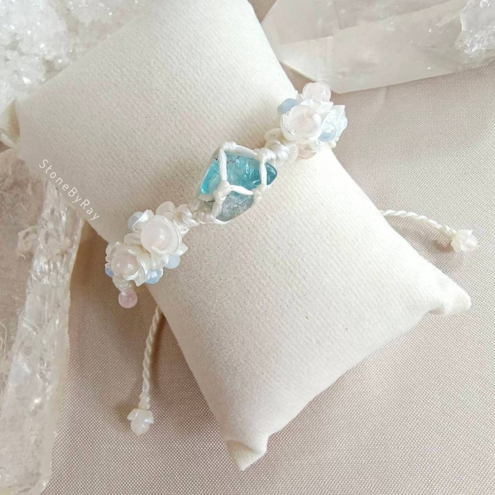 Bracelet en corde tressée d'apatite bleue - Bijou élégant et bohème