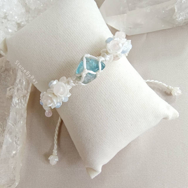 Bracelet en corde tressée d'apatite bleue - Bijou élégant et bohème