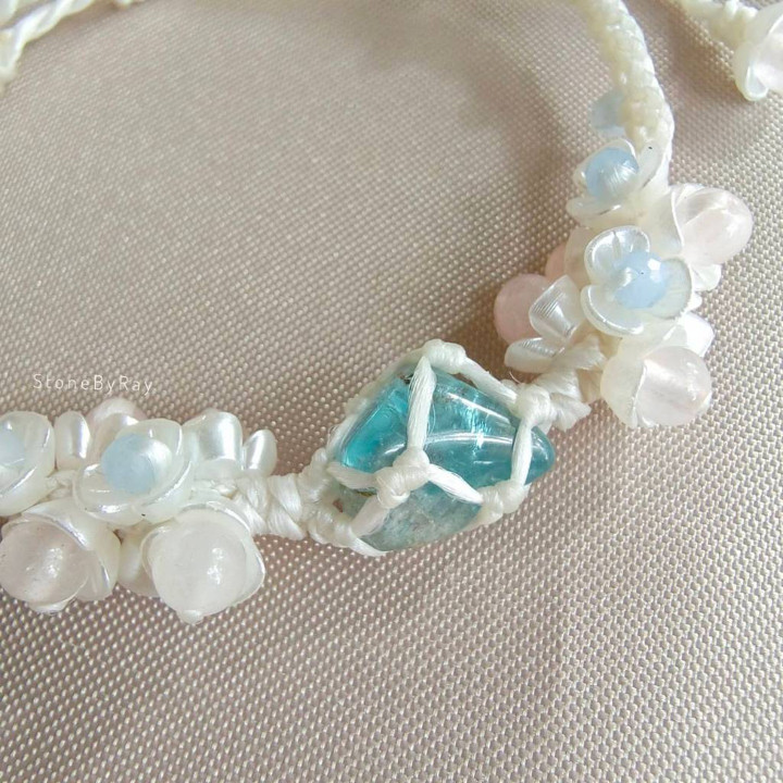 Bracelet en corde tressée d'apatite bleue - Bijou élégant et bohème