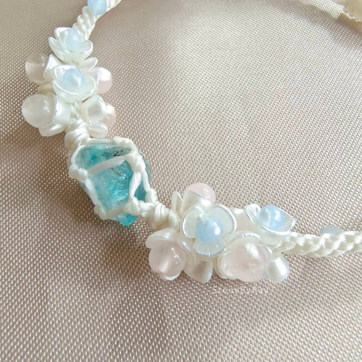 Bracelet en corde tressée d'apatite bleue - Bijou élégant et bohème